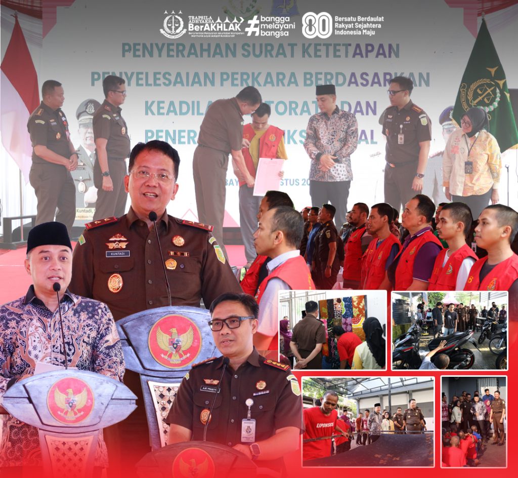 Sinergi Pasca RJ di Surabaya, Kajati Jatim Serahkan SK dan Tinjau Bantuan Kewirausahaan