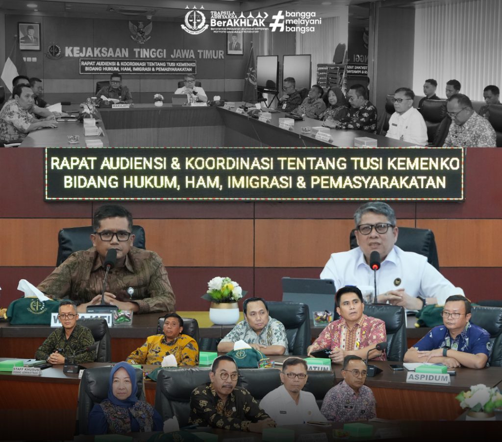 Sinkronisasi Kebijakan Penegakan Hukum, Wakajati Jatim Sambut Audiensi Kemenko Kumham Imipas